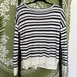Cynthia Rowley 100% Linen Striped Lightweight Sweater - Women's Size Medium